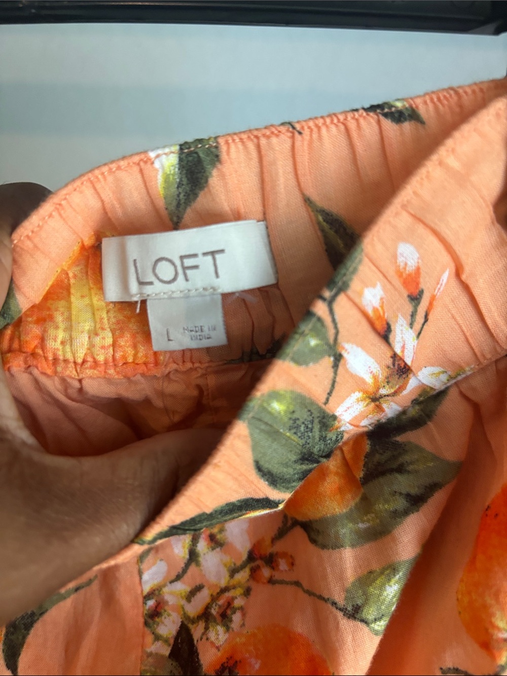 LOFT Peach-Orange Citrus Print Tiered Maxi Skirt - Picture 4 of 4